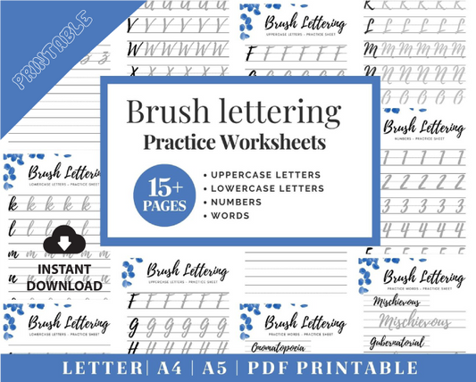 15+ pages Learn Modern Calligraphy, Printable Hand Lettering Worksheet, Brush Lettering Practice - SUSAN SHOP